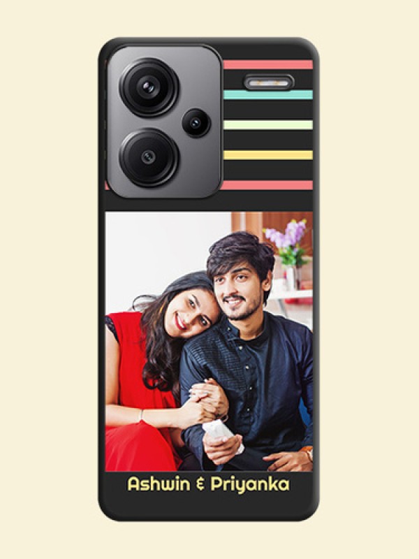 Color Stripes with Photo and Text on Photo  On Space Black Custom Soft Matte Mobile Back Cover - Redmi Note 13 Pro Plus 5G