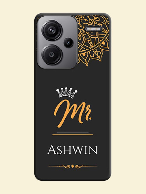 Mr Name with Floral Design On Space Black Custom Soft Matte Mobile Back Cover - Redmi Note 13 Pro Plus 5G