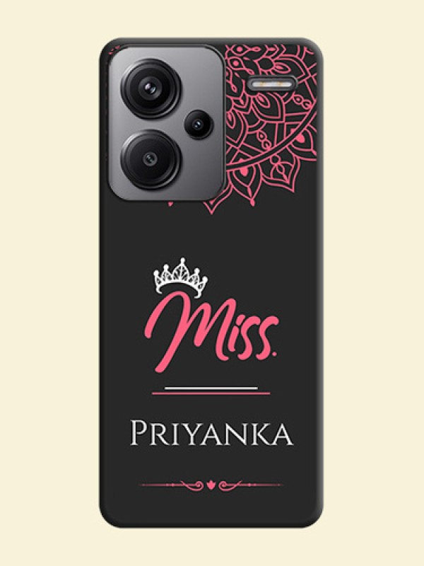 Mrs Name with Floral Design On Space Black Custom Soft Matte Mobile Back Cover - Redmi Note 13 Pro Plus 5G
