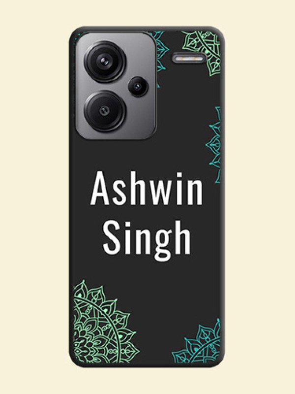 Your Name with Floral Design On Space Black Custom Soft Matte Mobile Back Cover - Redmi Note 13 Pro Plus 5G