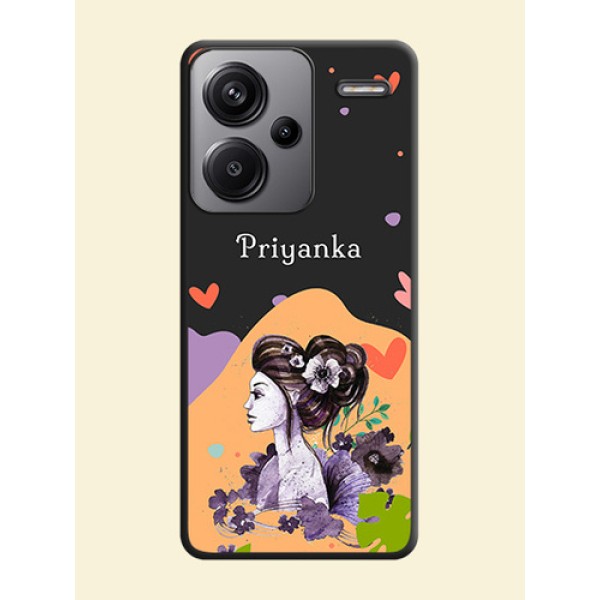 Namecase For Her With Fancy Lady Image On Space Black Custom Soft Matte Mobile Back Cover - Redmi Note 13 Pro Plus 5G Namecase For Her With Fancy Lady Image On Space Black Custom Soft Matte Mobile Back Cover - Redmi Note 13 Pro Plus 5G