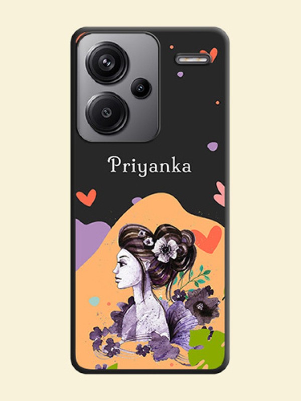 Namecase For Her With Fancy Lady Image On Space Black Custom Soft Matte Mobile Back Cover - Redmi Note 13 Pro Plus 5G