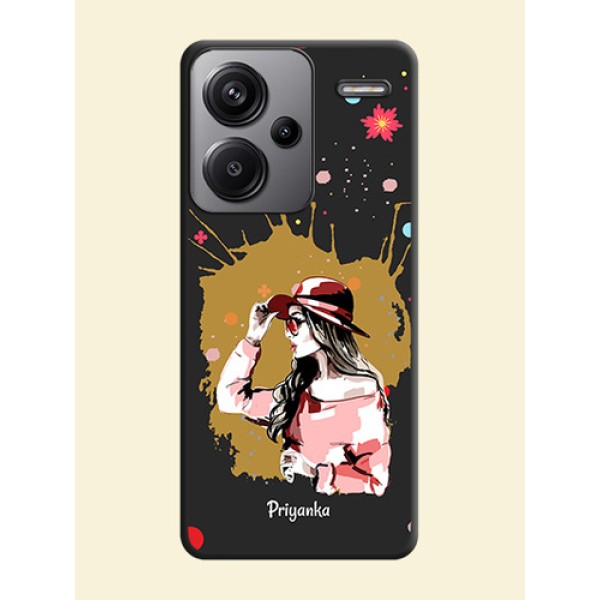 Mordern Lady With Color Splash Background With Custom Text On Space Black Custom Soft Matte Mobile Back Cover - Redmi Note 13 Pro Plus 5G