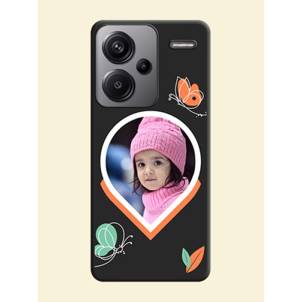 Upload Pic With Simple Butterly Design On Space Black Custom Soft Matte Mobile Back Cover - Redmi Note 13 Pro Plus 5G Upload Pic With Simple Butterly Design On Space Black Custom Soft Matte Mobile Back Cover - Redmi Note 13 Pro Plus 5G