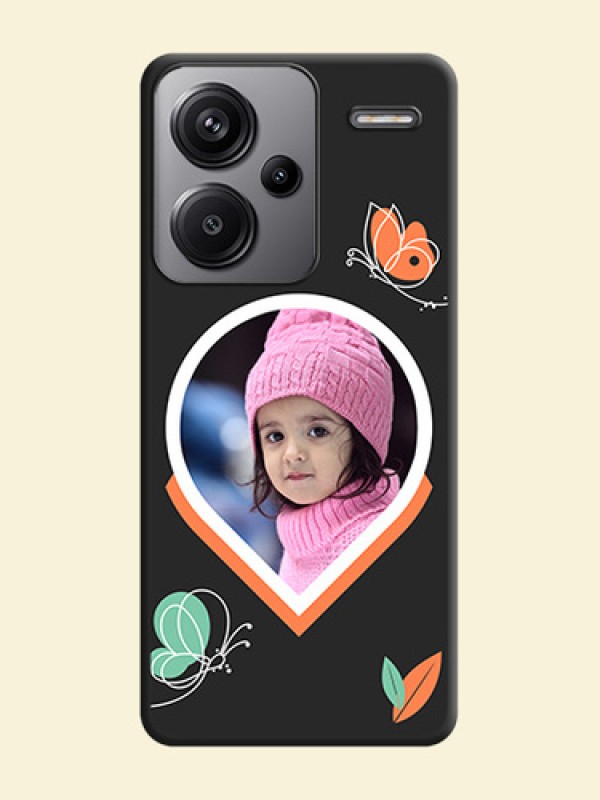 Upload Pic With Simple Butterly Design On Space Black Custom Soft Matte Mobile Back Cover - Redmi Note 13 Pro Plus 5G