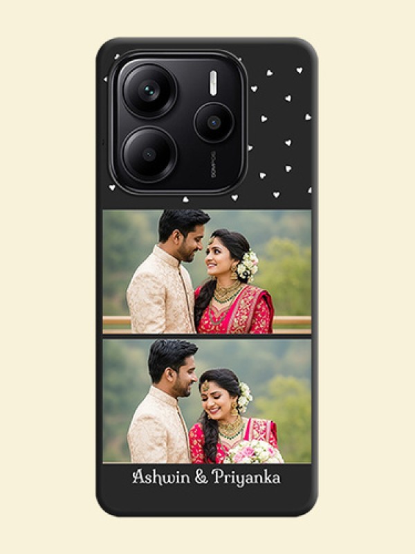 Miniature Love Symbols with Name On Space Black Custom Soft Matte Mobile Back Cover - Redmi Note 14 5G