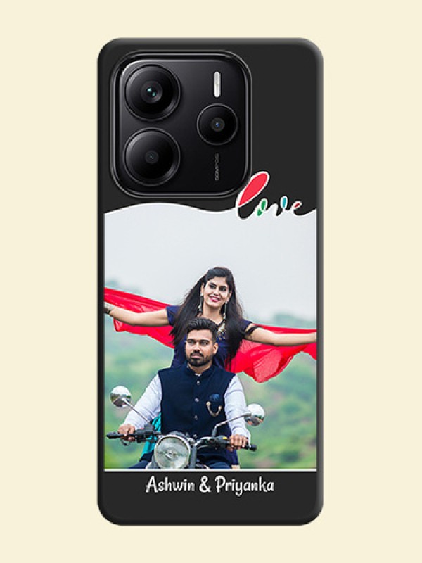 Fall in Love Pattern with Picture on Photo On Space Black Custom Soft Matte Mobile Back Cover - Redmi Note 14 5G