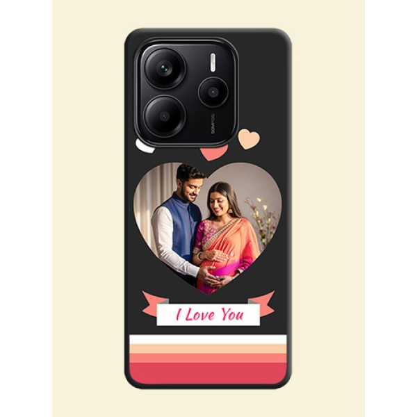 Love Shaped Photo with Colorful Stripes On Space Black Custom Soft Matte Mobile Back Cover - Redmi Note 14 5G Love Shaped Photo with Colorful Stripes On Space Black Custom Soft Matte Mobile Back Cover - Redmi Note 14 5G