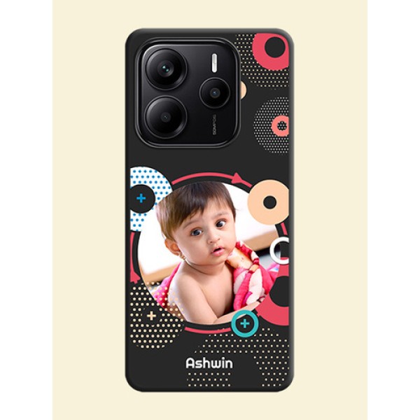 Multicoloured Round Image On Space Black Custom Soft Matte Mobile Back Cover - Redmi Note 14 5G Multicoloured Round Image On Space Black Custom Soft Matte Mobile Back Cover - Redmi Note 14 5G