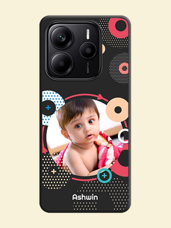 Multicoloured Round Image On Space Black Custom Soft Matte Mobile Back Cover - Redmi Note 14 5G