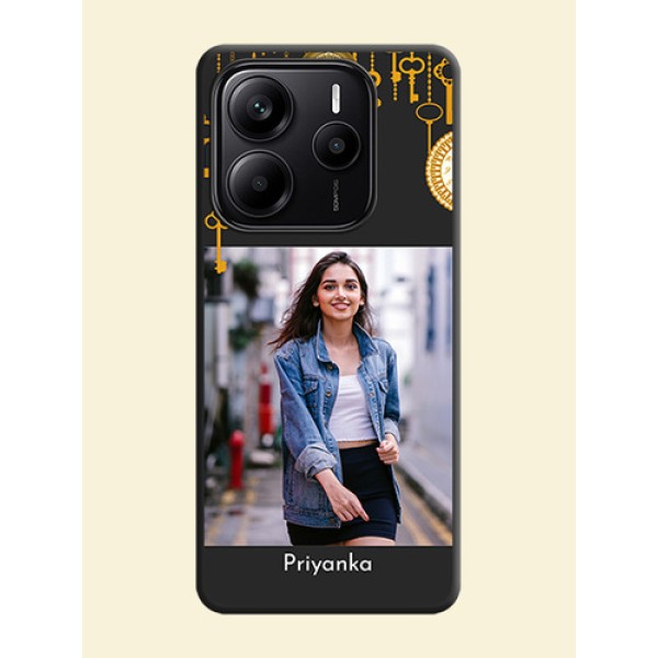 Decorative Design with Text On Space Black Custom Soft Matte Mobile Back Cover - Redmi Note 14 5G