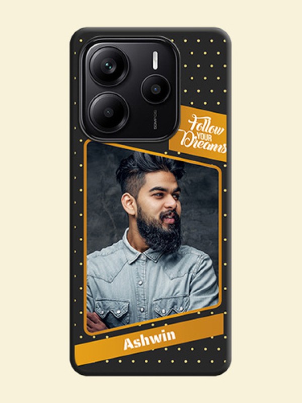 Follow Your Dreams with White Dots On Space Black Custom Soft Matte Mobile Back Cover - Redmi Note 14 5G