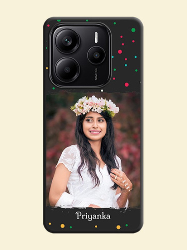 Multicolor Dotted Pattern with Text On Space Black Custom Soft Matte Mobile Back Cover - Redmi Note 14 5G