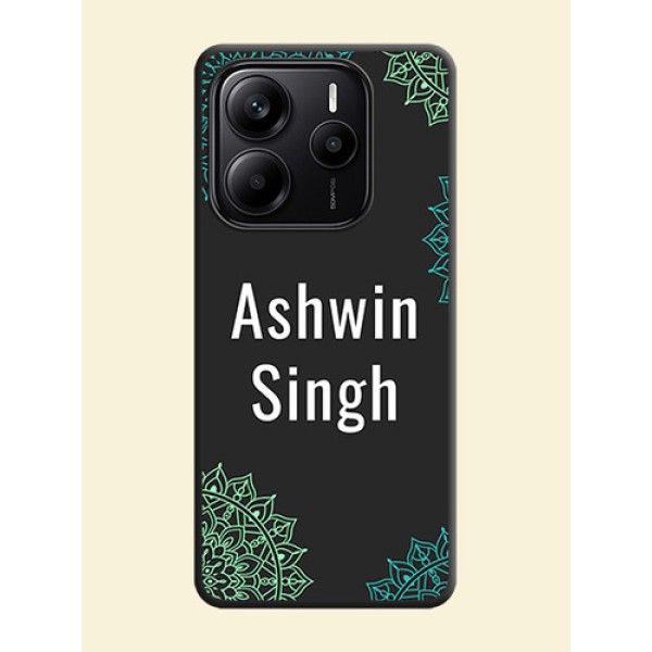 Your Name with Floral Design On Space Black Custom Soft Matte Mobile Back Cover - Redmi Note 14 5G Your Name with Floral Design On Space Black Custom Soft Matte Mobile Back Cover - Redmi Note 14 5G