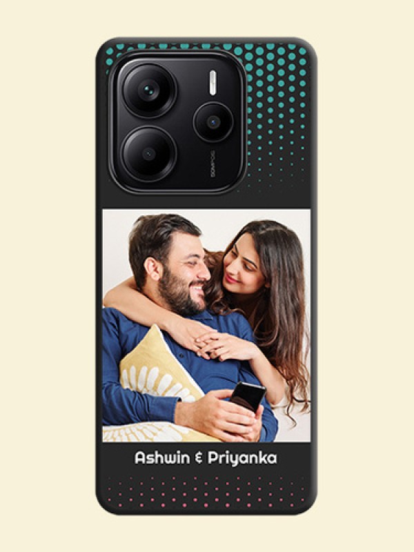 Faded Dots with Grunge Photo Frame and Text On Space Black Custom Soft Matte Mobile Back Cover - Redmi Note 14 5G