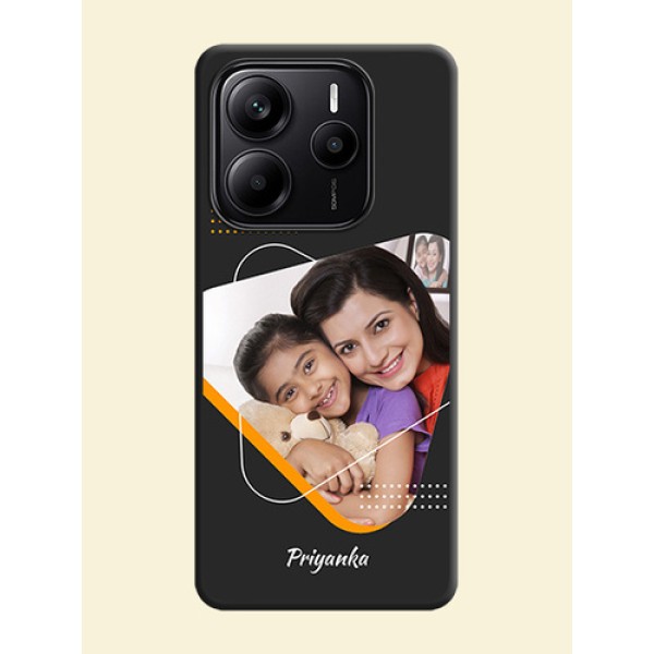 Yellow Triangle on Photo On Space Black Custom Soft Matte Mobile Back Cover - Redmi Note 14 5G Yellow Triangle on Photo On Space Black Custom Soft Matte Mobile Back Cover - Redmi Note 14 5G