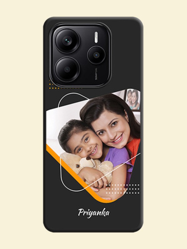 Yellow Triangle on Photo On Space Black Custom Soft Matte Mobile Back Cover - Redmi Note 14 5G