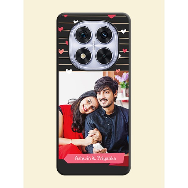 Love Pattern with Name on Pink Ribbon on Photo On Space Black Custom Soft Matte Mobile Back Cover - Redmi Note 14 Pro 5G Love Pattern with Name on Pink Ribbon on Photo On Space Black Custom Soft Matte Mobile Back Cover - Redmi Note 14 Pro 5G