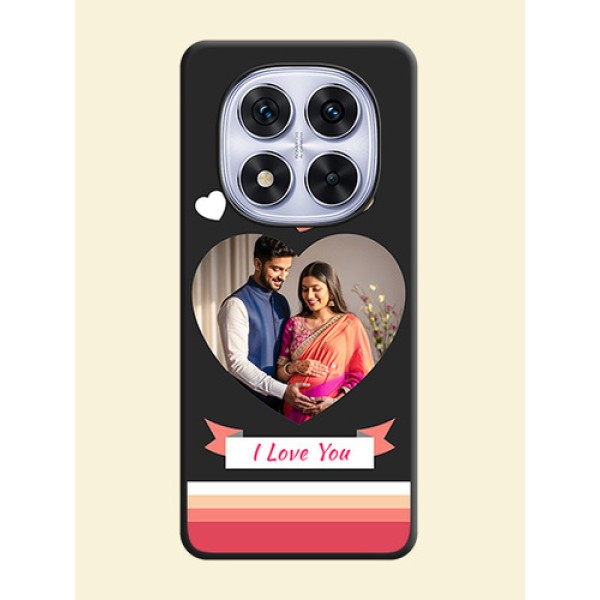 Love Shaped Photo with Colorful Stripes On Space Black Custom Soft Matte Mobile Back Cover - Redmi Note 14 Pro 5G Love Shaped Photo with Colorful Stripes On Space Black Custom Soft Matte Mobile Back Cover - Redmi Note 14 Pro 5G