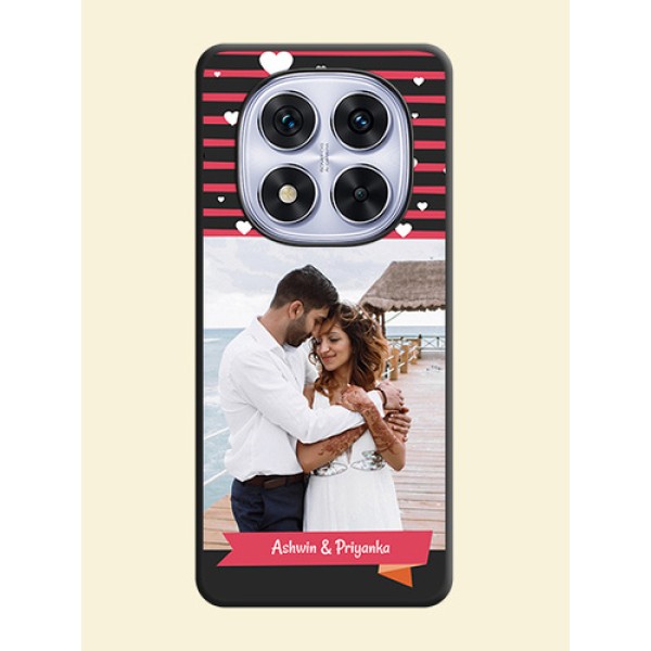 White Color Love Symbols with Pink Lines Pattern On Space Black Custom Soft Matte Mobile Back Cover - Redmi Note 14 Pro 5G White Color Love Symbols with Pink Lines Pattern On Space Black Custom Soft Matte Mobile Back Cover - Redmi Note 14 Pro 5G