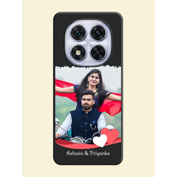 Pin Color Love Shaped Ribbon Design with Text On Space Black Custom Soft Matte Mobile Back Cover - Redmi Note 14 Pro 5G Pin Color Love Shaped Ribbon Design with Text On Space Black Custom Soft Matte Mobile Back Cover - Redmi Note 14 Pro 5G