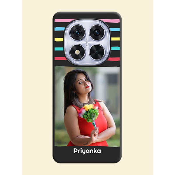 Multicolor Lines with Image On Space Black Custom Soft Matte Mobile Back Cover - Redmi Note 14 Pro 5G Multicolor Lines with Image On Space Black Custom Soft Matte Mobile Back Cover - Redmi Note 14 Pro 5G