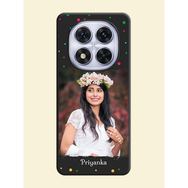 Multicolor Dotted Pattern with Text On Space Black Custom Soft Matte Mobile Back Cover - Redmi Note 14 Pro 5G Multicolor Dotted Pattern with Text On Space Black Custom Soft Matte Mobile Back Cover - Redmi Note 14 Pro 5G