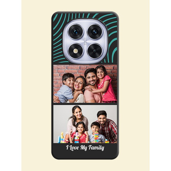 Wave Pattern with 2 Image Holder On Space Black Custom Soft Matte Mobile Back Cover - Redmi Note 14 Pro 5G Wave Pattern with 2 Image Holder On Space Black Custom Soft Matte Mobile Back Cover - Redmi Note 14 Pro 5G