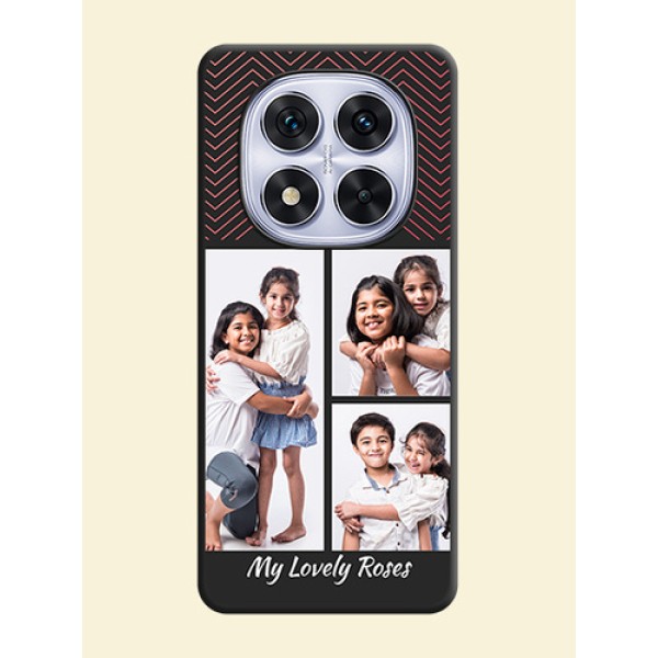 Wave Pattern with 3 Image Holder On Space Black Custom Soft Matte Mobile Back Cover - Redmi Note 14 Pro 5G