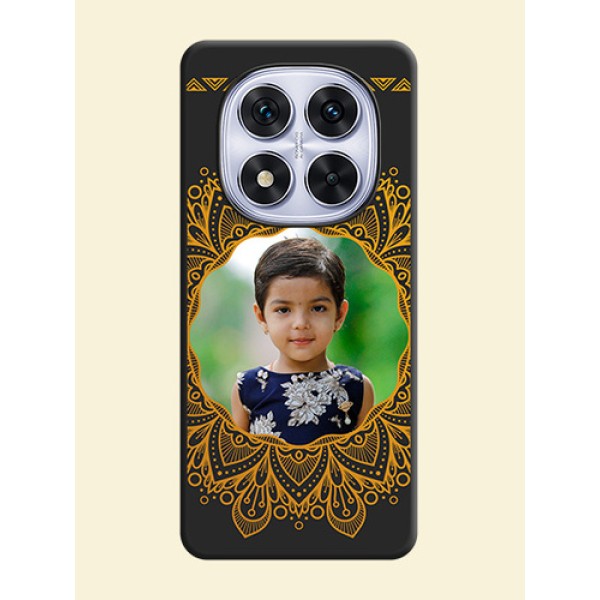Round Image with Floral Design On Space Black Custom Soft Matte Mobile Back Cover - Redmi Note 14 Pro 5G Round Image with Floral Design On Space Black Custom Soft Matte Mobile Back Cover - Redmi Note 14 Pro 5G