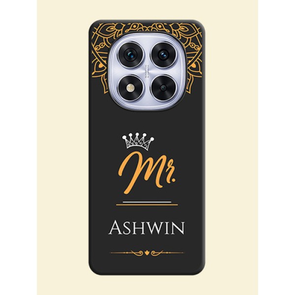 Mr Name with Floral Design On Space Black Custom Soft Matte Mobile Back Cover - Redmi Note 14 Pro 5G Mr Name with Floral Design On Space Black Custom Soft Matte Mobile Back Cover - Redmi Note 14 Pro 5G