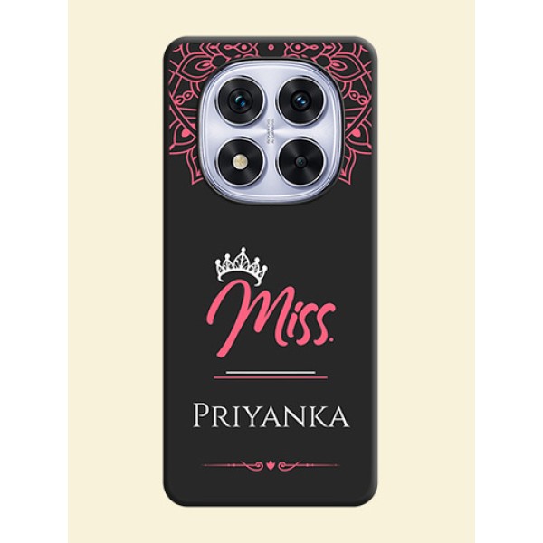 Mrs Name with Floral Design On Space Black Custom Soft Matte Mobile Back Cover - Redmi Note 14 Pro 5G Mrs Name with Floral Design On Space Black Custom Soft Matte Mobile Back Cover - Redmi Note 14 Pro 5G