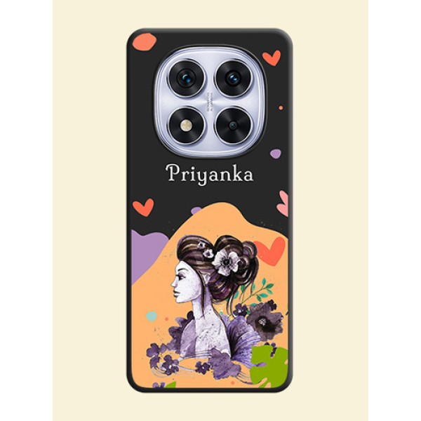 Namecase For Her With Fancy Lady Image On Space Black Custom Soft Matte Mobile Back Cover - Redmi Note 14 Pro 5G Namecase For Her With Fancy Lady Image On Space Black Custom Soft Matte Mobile Back Cover - Redmi Note 14 Pro 5G
