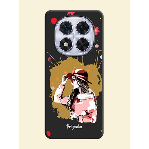 Mordern Lady With Color Splash Background With Custom Text On Space Black Custom Soft Matte Mobile Back Cover - Redmi Note 14 Pro 5G