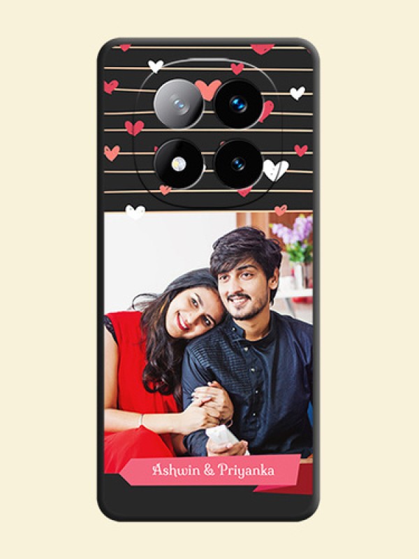Love Pattern with Name on Pink Ribbon on Photo On Space Black Custom Soft Matte Mobile Back Cover - Redmi Note 14 Pro Plus 5G