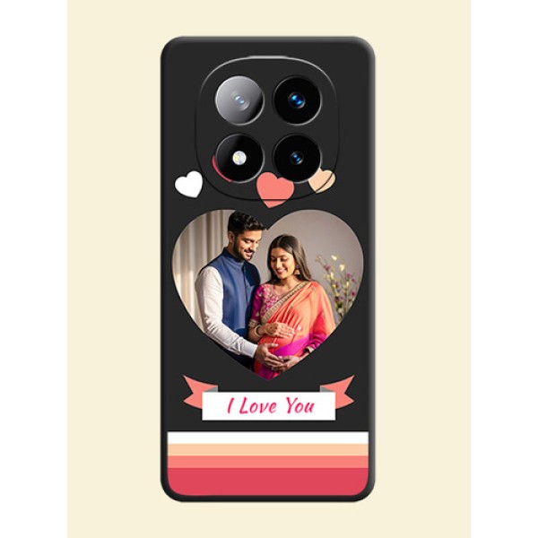 Love Shaped Photo with Colorful Stripes On Space Black Custom Soft Matte Mobile Back Cover - Redmi Note 14 Pro Plus 5G Love Shaped Photo with Colorful Stripes On Space Black Custom Soft Matte Mobile Back Cover - Redmi Note 14 Pro Plus 5G