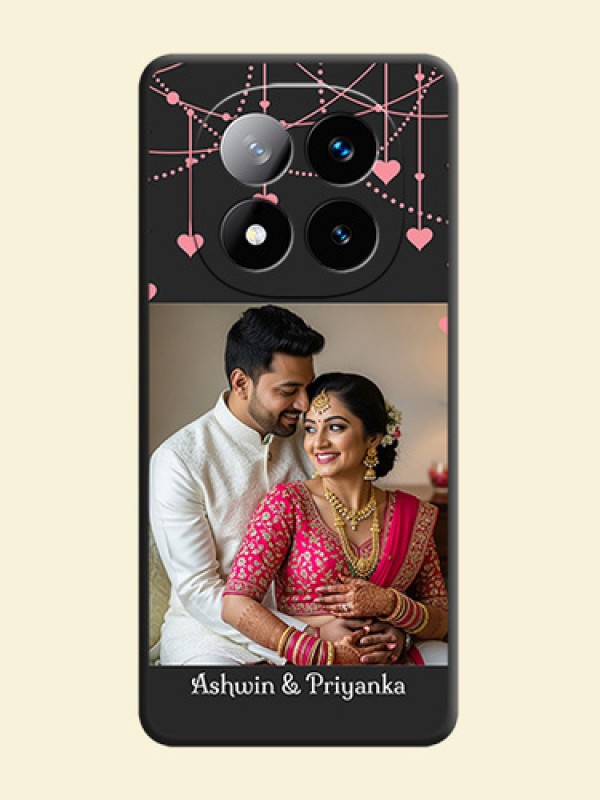 Pink Love Hangings with Text On Space Black Custom Soft Matte Mobile Back Cover - Redmi Note 14 Pro Plus 5G
