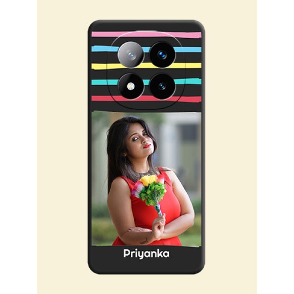 Multicolor Lines with Image On Space Black Custom Soft Matte Mobile Back Cover - Redmi Note 14 Pro Plus 5G Multicolor Lines with Image On Space Black Custom Soft Matte Mobile Back Cover - Redmi Note 14 Pro Plus 5G