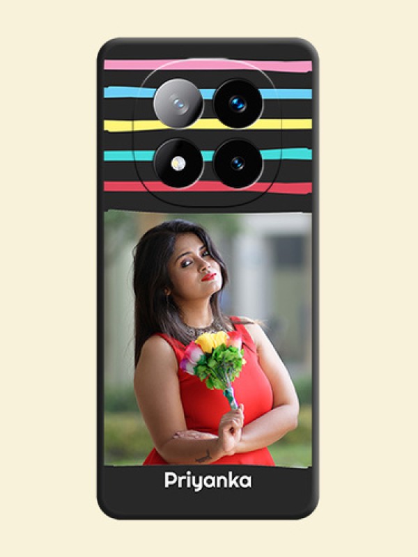 Multicolor Lines with Image On Space Black Custom Soft Matte Mobile Back Cover - Redmi Note 14 Pro Plus 5G