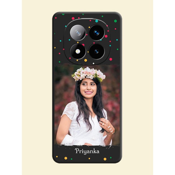 Multicolor Dotted Pattern with Text On Space Black Custom Soft Matte Mobile Back Cover - Redmi Note 14 Pro Plus 5G Multicolor Dotted Pattern with Text On Space Black Custom Soft Matte Mobile Back Cover - Redmi Note 14 Pro Plus 5G