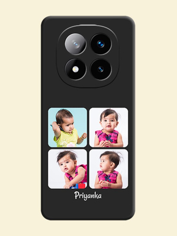 Floral Art with 6 Image Holder on Photo On Space Black Custom Soft Matte Mobile Back Cover - Redmi Note 14 Pro Plus 5G