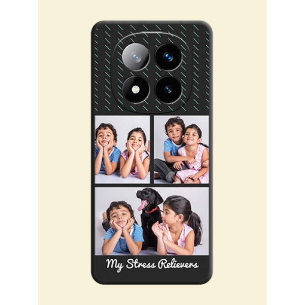 Cross Dotted Pattern with 2 Image Holder On Space Black Custom Soft Matte Mobile Back Cover - Redmi Note 14 Pro Plus 5G Cross Dotted Pattern with 2 Image Holder On Space Black Custom Soft Matte Mobile Back Cover - Redmi Note 14 Pro Plus 5G