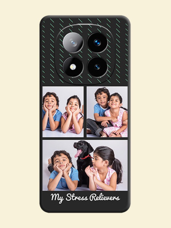 Cross Dotted Pattern with 2 Image Holder On Space Black Custom Soft Matte Mobile Back Cover - Redmi Note 14 Pro Plus 5G