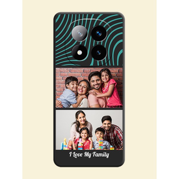 Wave Pattern with 2 Image Holder On Space Black Custom Soft Matte Mobile Back Cover - Redmi Note 14 Pro Plus 5G Wave Pattern with 2 Image Holder On Space Black Custom Soft Matte Mobile Back Cover - Redmi Note 14 Pro Plus 5G