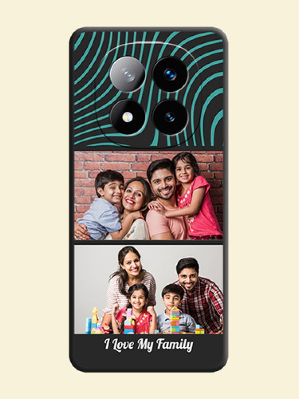Wave Pattern with 2 Image Holder On Space Black Custom Soft Matte Mobile Back Cover - Redmi Note 14 Pro Plus 5G