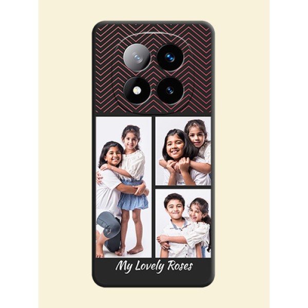 Wave Pattern with 3 Image Holder On Space Black Custom Soft Matte Mobile Back Cover - Redmi Note 14 Pro Plus 5G