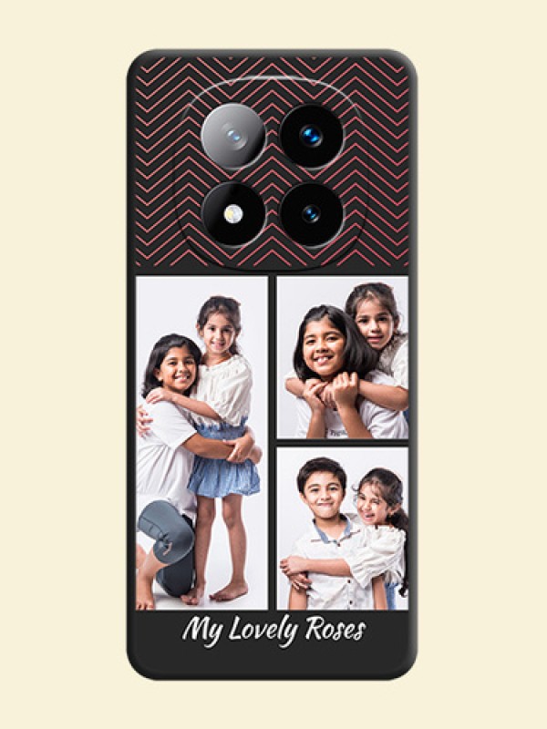 Wave Pattern with 3 Image Holder On Space Black Custom Soft Matte Mobile Back Cover - Redmi Note 14 Pro Plus 5G