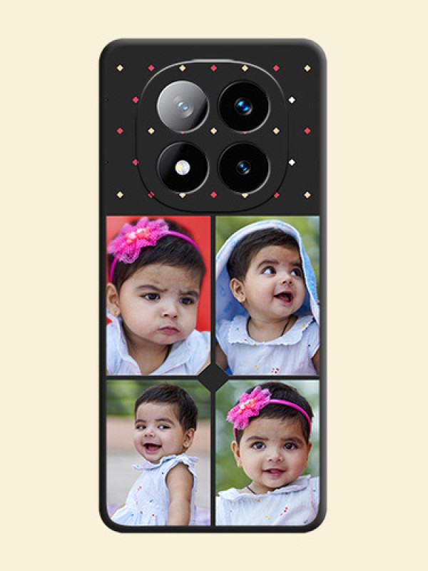 Multicolor Dotted Pattern with 4 Image Holder On Space Black Custom Soft Matte Mobile Back Cover - Redmi Note 14 Pro Plus 5G