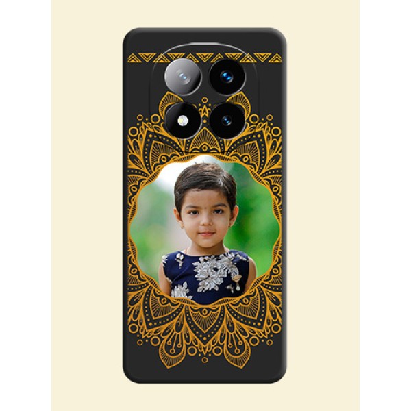 Round Image with Floral Design On Space Black Custom Soft Matte Mobile Back Cover - Redmi Note 14 Pro Plus 5G Round Image with Floral Design On Space Black Custom Soft Matte Mobile Back Cover - Redmi Note 14 Pro Plus 5G