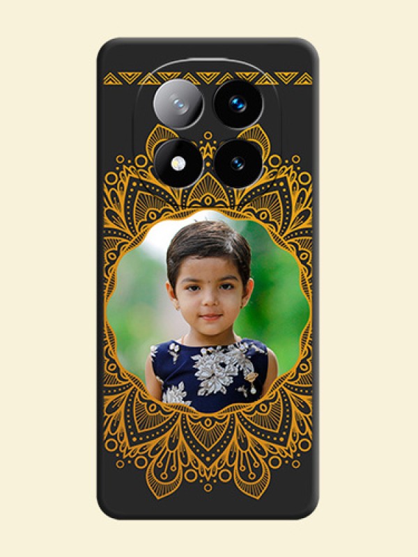 Round Image with Floral Design On Space Black Custom Soft Matte Mobile Back Cover - Redmi Note 14 Pro Plus 5G